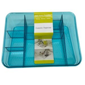 Cosmetic Organizer Blue Vanity Makeup PET Hard Recycled Plastic Lightweight NEW